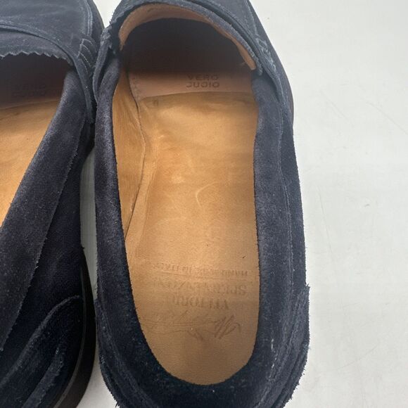 VITTORIO SPERNANZONI Blue Suede Loafers Shoes Slip On Sz 8 Italy main image 9